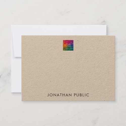 Elegant Kraft Paper Your Own Company Logo Here Note Card