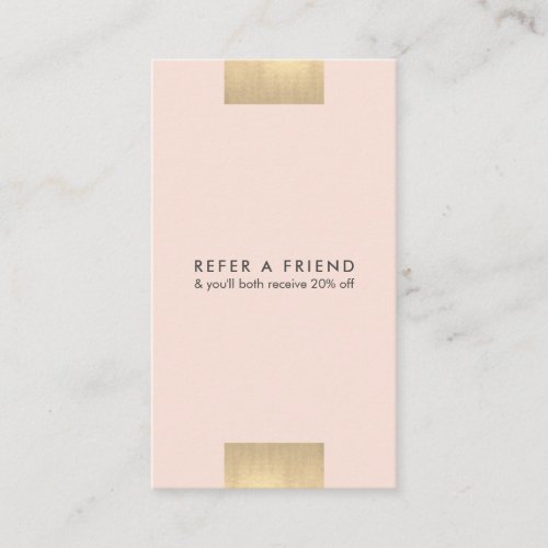 Elegant Kraft Printed Gold Blush Referral Vertical Business Card