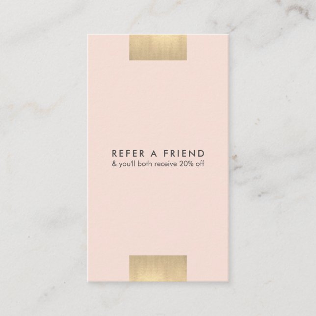 Elegant Kraft Printed Gold Blush Referral Vertical Business Card (Front)