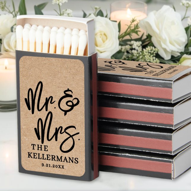Elegant Kraft Wedding Favor Matchboxes (Elegant Kraft Wedding Favor Matchboxes)