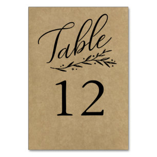 Elegant Kraft Wedding Table Number Templates