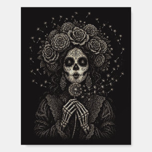 Elegant La Catrina Floral Skeleton Art Foam Board