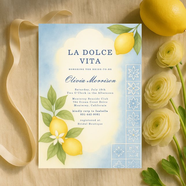 Elegant La Dolce Vita Italian Bridal Shower Invitation (Creator Uploaded)