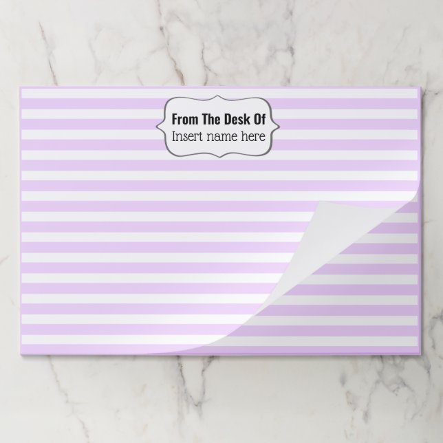 Elegant label teachers name desk lined purple paper pad (Folded)