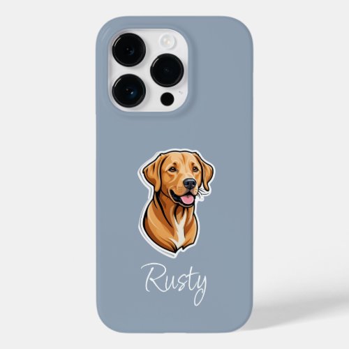 Elegant Labrador Retriever Custom Photo Dusty Blue Case_Mate iPhone 14 Pro Case