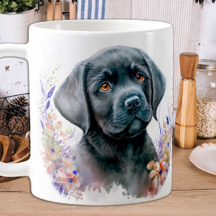 Elegant Labrador Retriever Floral Puppy Dog Coffee Mug
