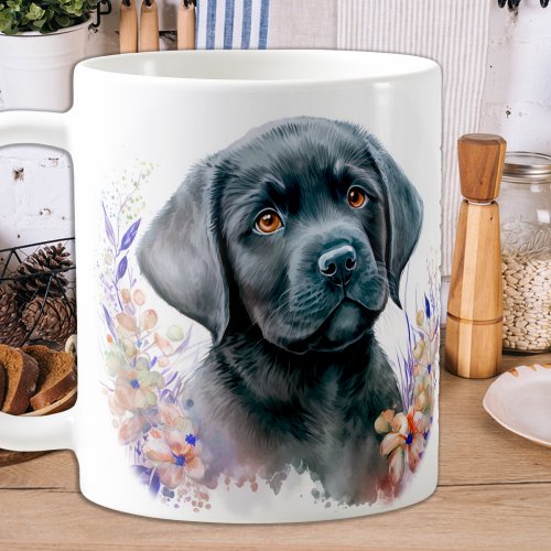 Elegant Labrador Retriever Floral Puppy Dog Coffee Mug