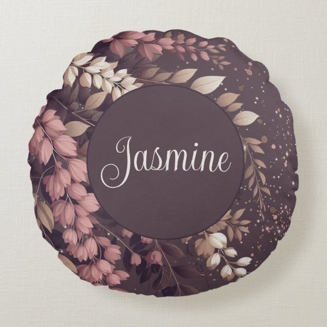 Elegant Laburnum Cascade Round Pillow (Front)