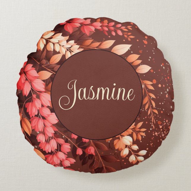 Elegant Laburnum Cascade Round Pillow (Front)