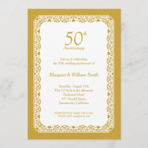 Elegant lace 50th Golden Wedding Anniversary Party Invitation