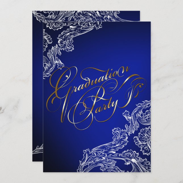 Elegant Lace and Calligraphy Graduation Invitation (Front/Back)
