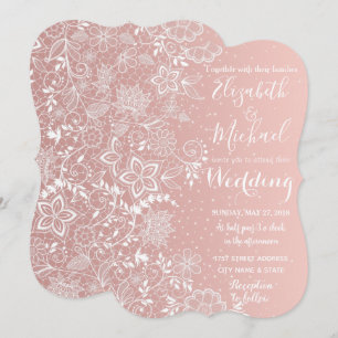 Elegant lace and confetti wedding artwork invitation