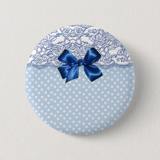 Elegant Lace And Cute Polka Dots Pinback Button (Front)