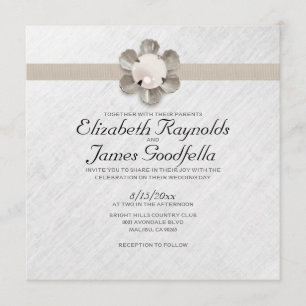 Elegant Lace and Pearl Wedding Invitations