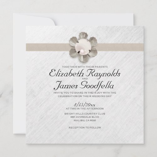 Elegant Lace and Pearl Wedding Invitations