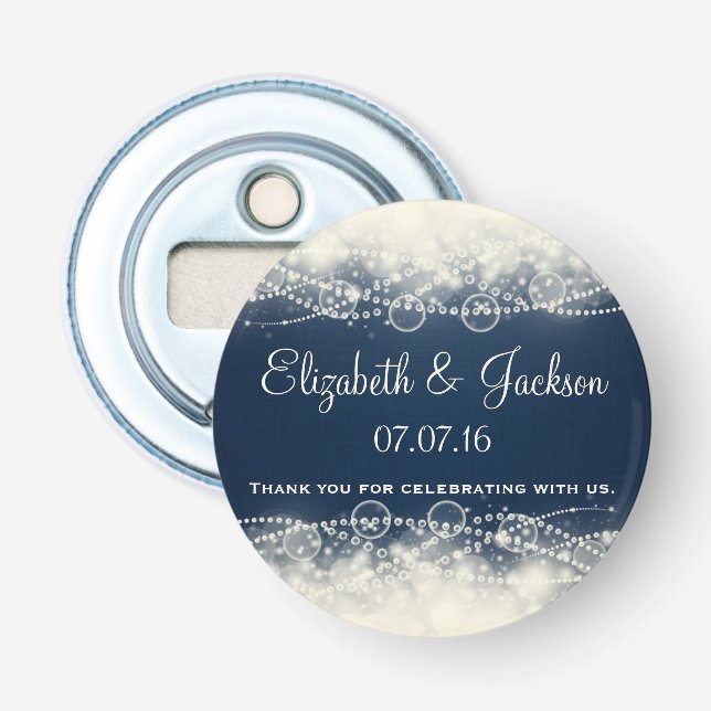 Elegant Lace and Pearls Wedding Favor Bottle Opener (Front)