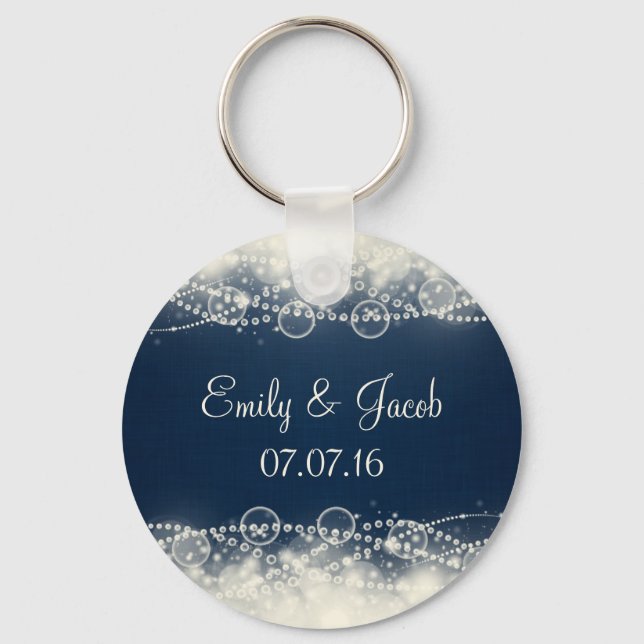 Elegant Lace and Pearls Wedding Favor Keychain (Front)