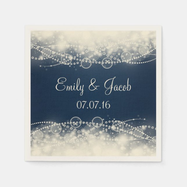 Elegant Lace and Pearls Wedding Paper Napkins (Front)