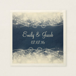 Elegant Lace and Pearls Wedding Paper Napkins