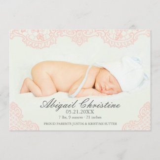 Elegant Lace Baby Girl Birth Announcement