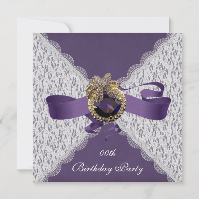 Elegant Lace Birthday Party Invitations (Front)
