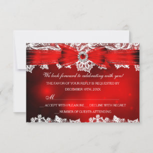 Elegant Lace & Bow Christmas Holiday RSVP