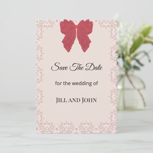 Elegant Lace Bow Save The Date