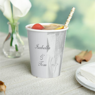Elegant Lace Bridal Script Wedding Party Paper Cups
