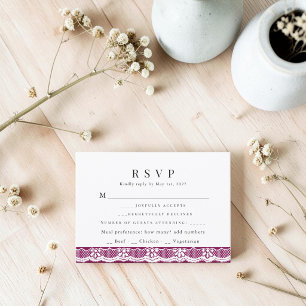 Elegant Lace Burgundy RSVP Card