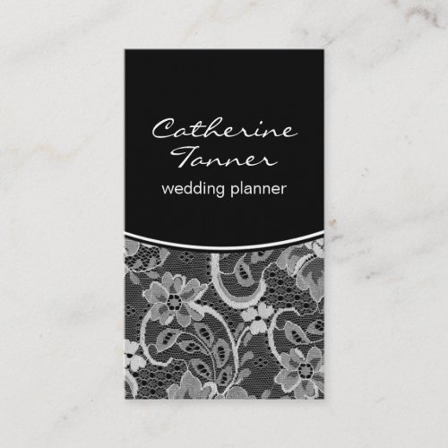 Elegant Lace Business Card, Black
