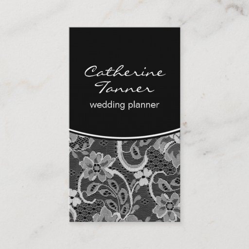 Customizable Elegant Lace Business Card, Black