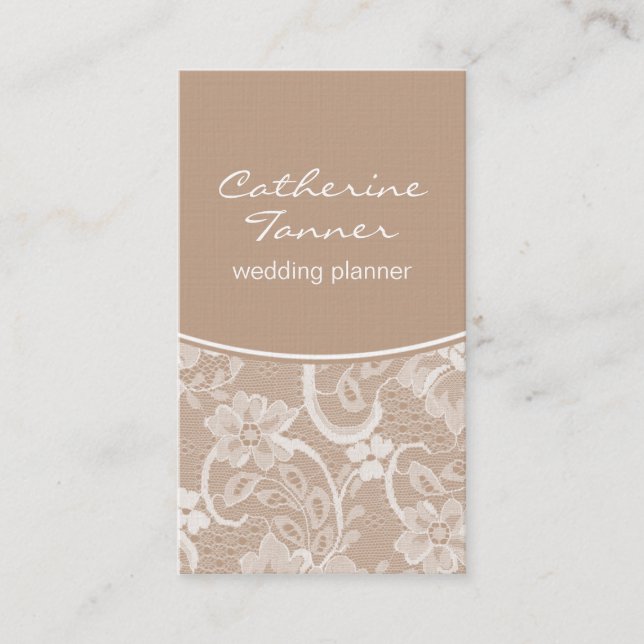 Elegant Lace Business Card, Latte Business Card (Front)