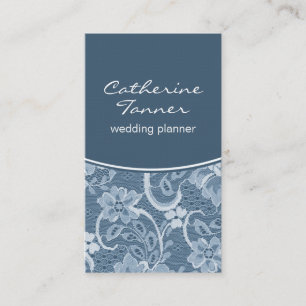 Elegant Lace Business Card, Navy Blue Card