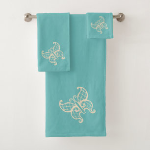 Elegant Lace Butterfly Bath Towels Set Gift