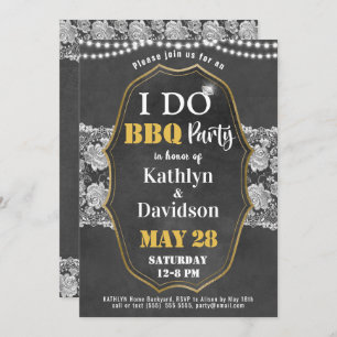 Elegant Lace Chalkboard I DO Engagement Invitation