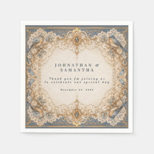 Elegant lace country wedding ivory taupe napkins