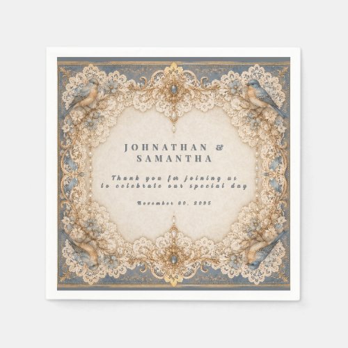 Elegant lace country wedding ivory taupe napkins