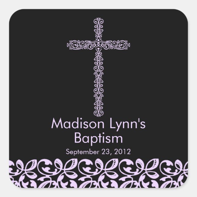 Elegant Lace Cross Holy Baptism Favor Seal (Front)