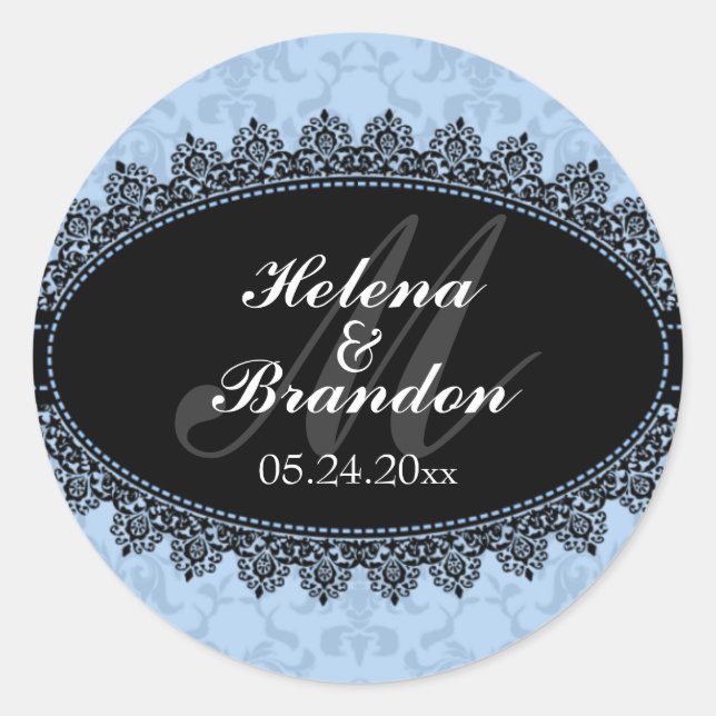 Elegant Lace & Damask Monogram Wedding Seals (Front)