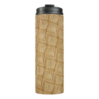 Elegant lace fabric: textured patterns. thermal tumbler