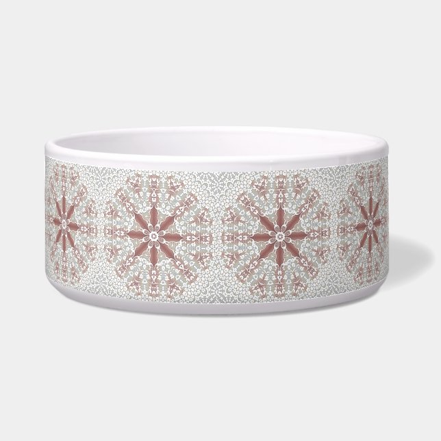 Elegant Lace Floral Ceramic Pet Bowl (Front)