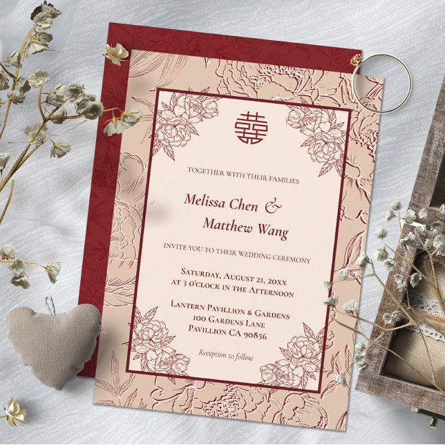 Elegant Lace Floral Chinese Wedding Invitation (Elegant Lace Floral Chinese Wedding Invitation)