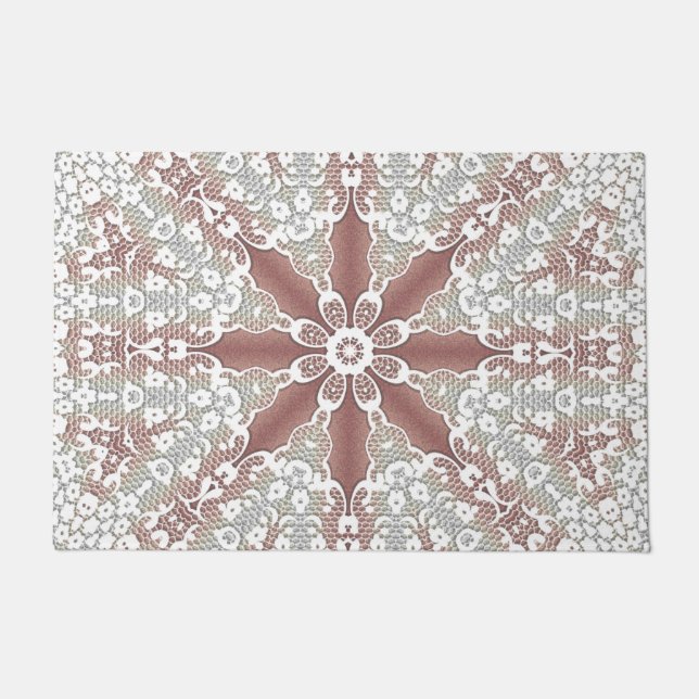 Elegant Lace Floral Doormat (Front)