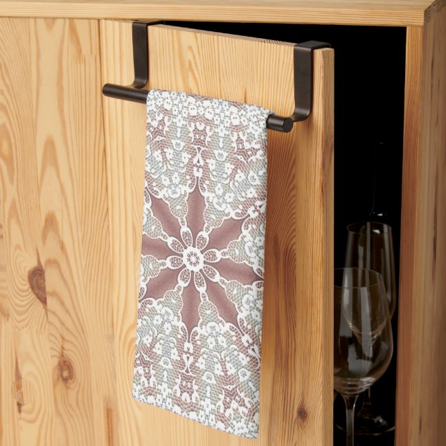Elegant Lace Floral Kitchen Towels (Thirds Fold)
