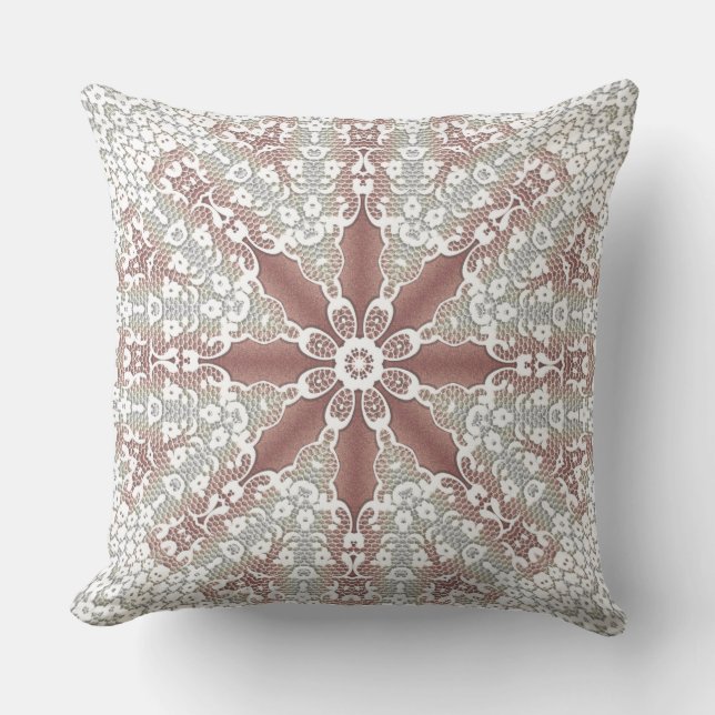 Elegant Lace Floral Throw Pillow (Front)