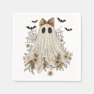 Elegant Lace Ghost with Bow Floral Ghost Napkins