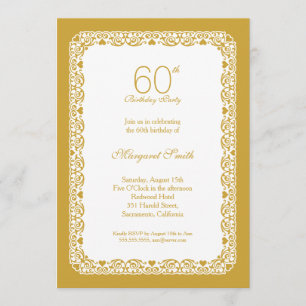 Elegant lace golden 60th birthday party Invitation