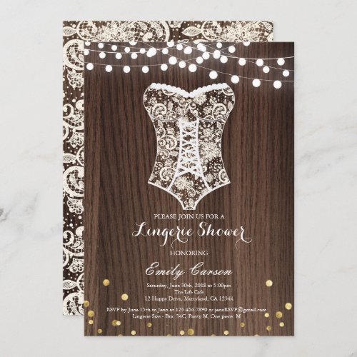 Elegant lace lingerie shower invitation