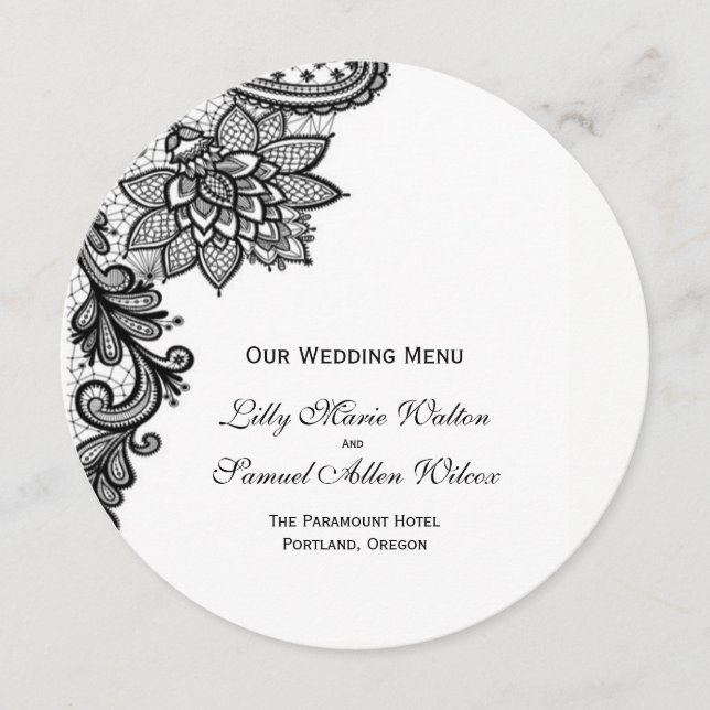 Elegant Lace Menu Card (Front)