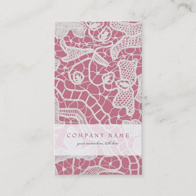 Elegant Lace on Pink Background - Business Card (Front)